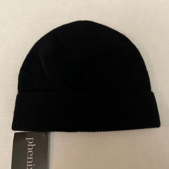 Phenix Cashmere Jersey Beanie Hat Black Cuffed $120+ - Picture 3 of 6